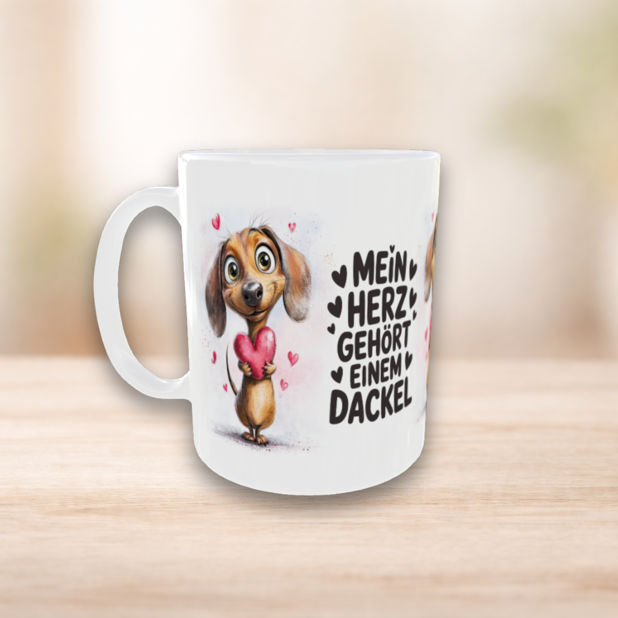 Mein Herz gehört einem Dackel - Keramiktasse für Hundefans