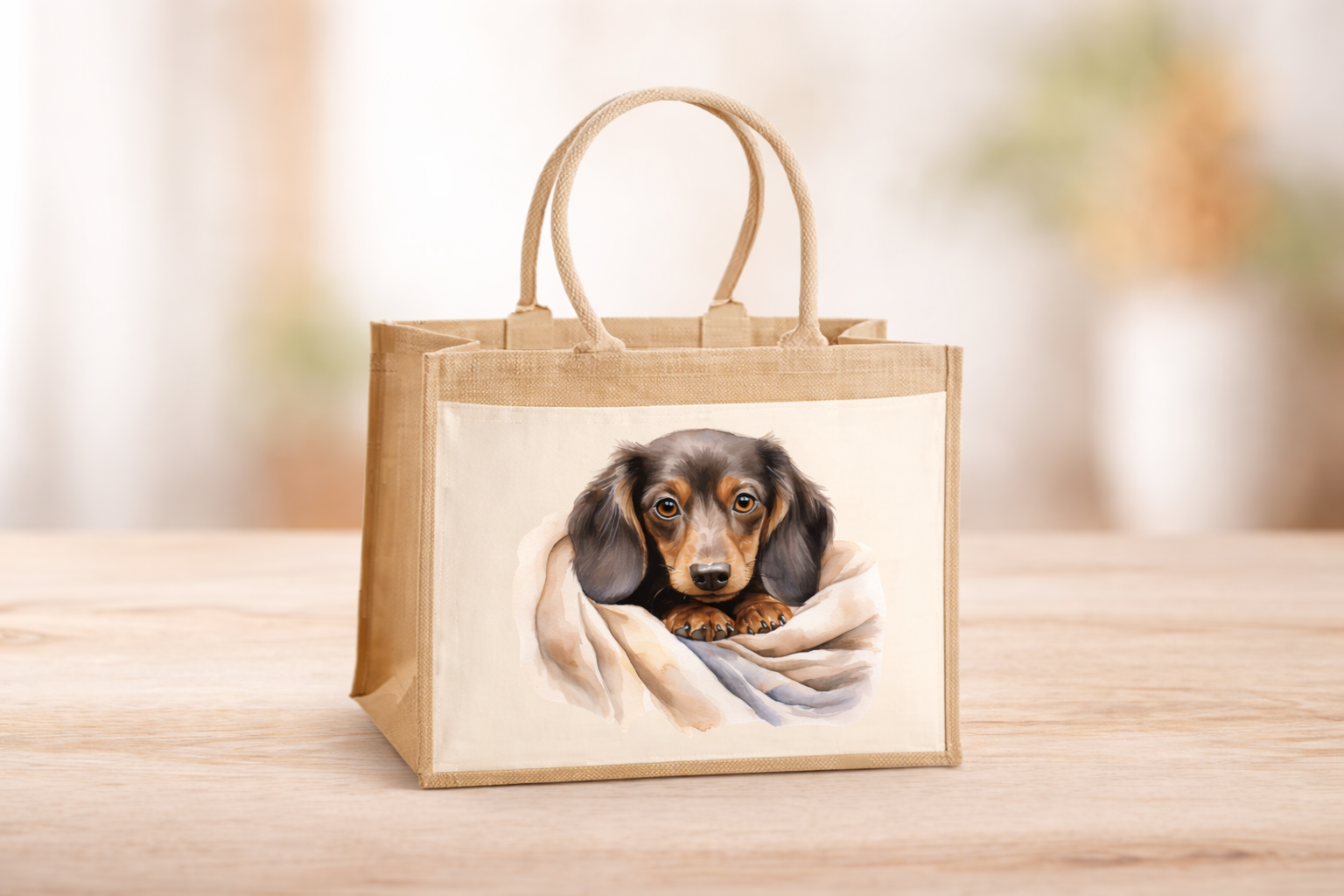 Jute Tasche mit süßem Hundemotiv 🐶🤍