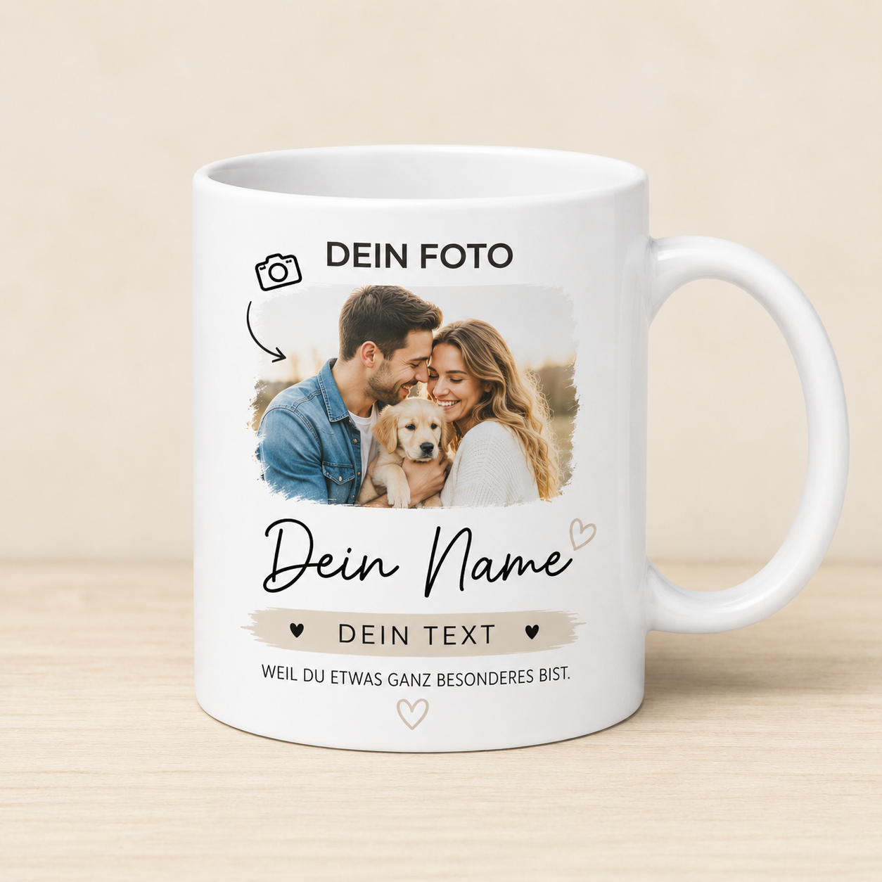 Personalisierter Becher mit Foto, Namen oder Wunschtext