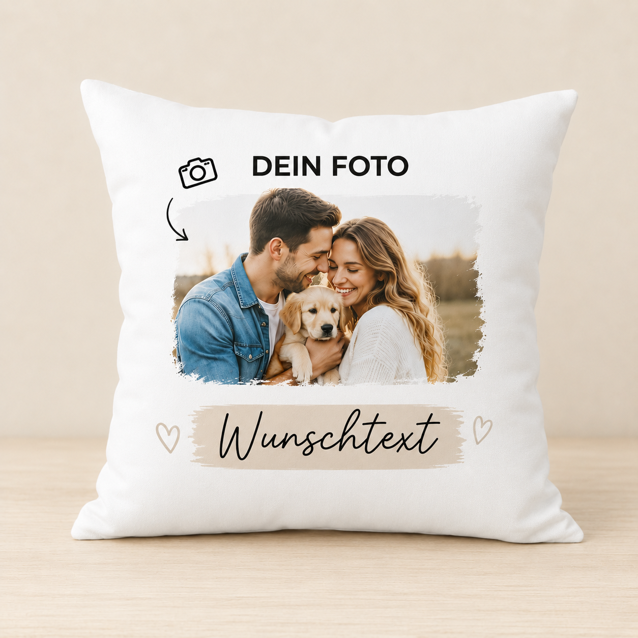 Personalisiertes Fotokissen mit Wunschtext
